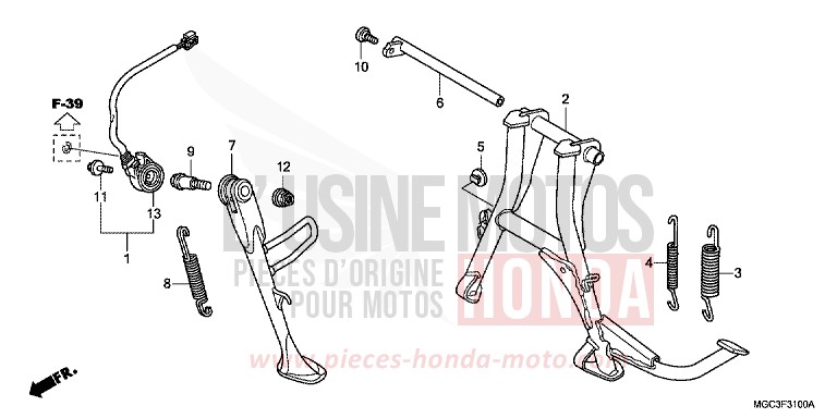 BEQUILLE de CB1100 ABS GRAPHITE BLACK (NHB01) 2013